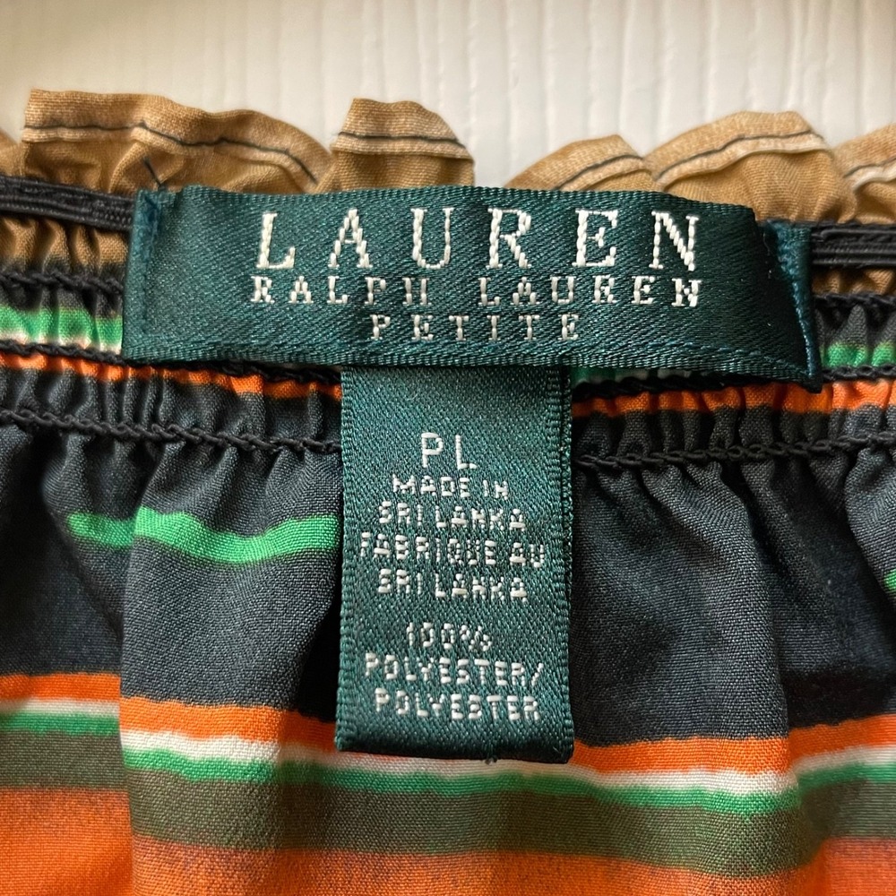 Lauren Ralph Lauren Women's Petite PL Off The Shoulder‎ L/S Striped Peasant Top - Picture 3 of 12